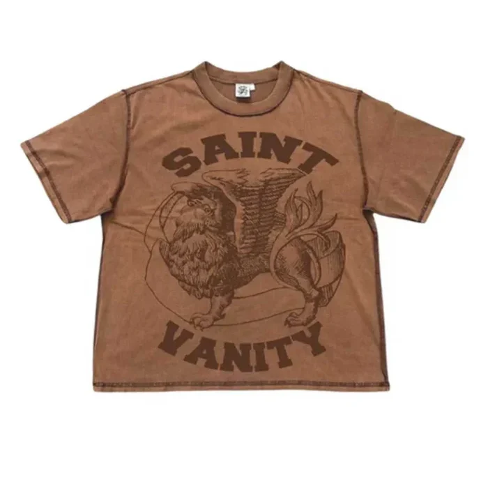 Saint-Vanity-Griffin-Tee-Brown-front_jpg-e1748156488499.webp Saint Vanity "Griffin" Brown T-Shirt - Image 1