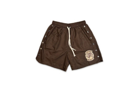 Saint Vanity Logo Nylon Shorts Brown
