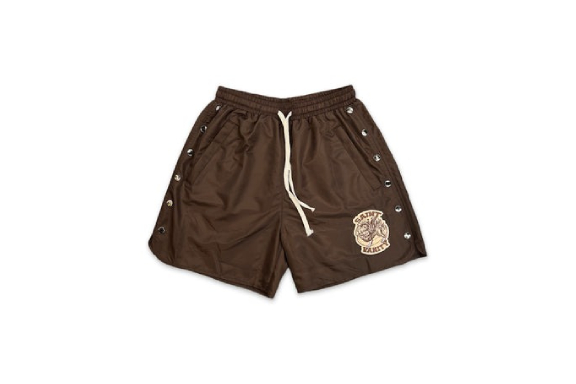 Saint-Vanity-Logo-Nylon-Shorts-Brown.jpg Saint Vanity Logo Nylon Shorts Brown - Image 1