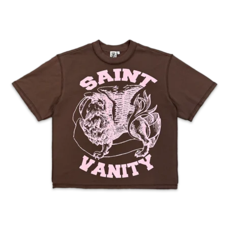 Saint Vanity Griffin Logo Tee "Brown/Pink"
