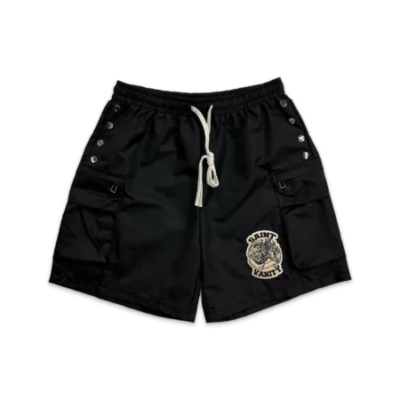 Saint Vanity Logo Cargo Nylon Shorts "Black"