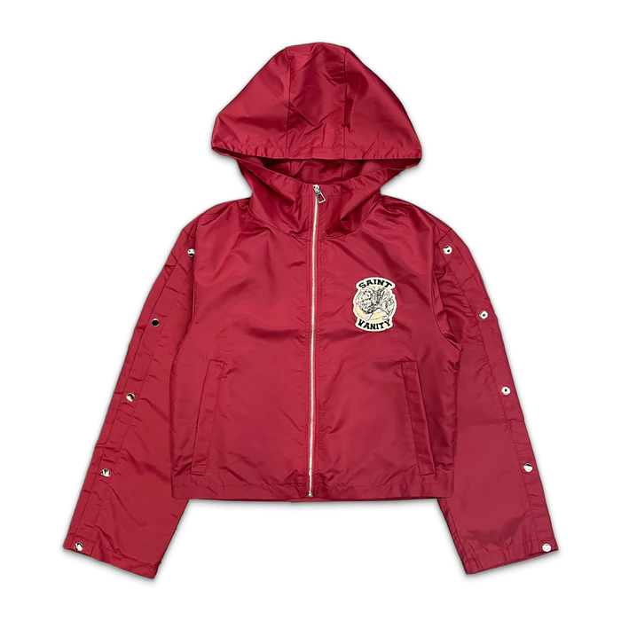 red_fa89b9b2-640d-4067-88ea-312cb97ed5db.webp Saint Vanity Nylon Hooded Track Jacket "Maroon" - Image 1