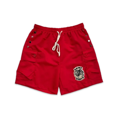 Saint Vanity Logo Cargo Nylon Shorts "Red"